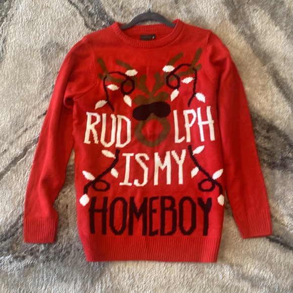 JAKE Austin Red ugly Sweater pullover Rudolph is my homeboy size small - Picture 3 of 7